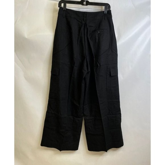 MADEWELL Wide-Leg Cargo Pants Linen-Blend Women's Size 14 Black  NN554 - Picture 4 of 13